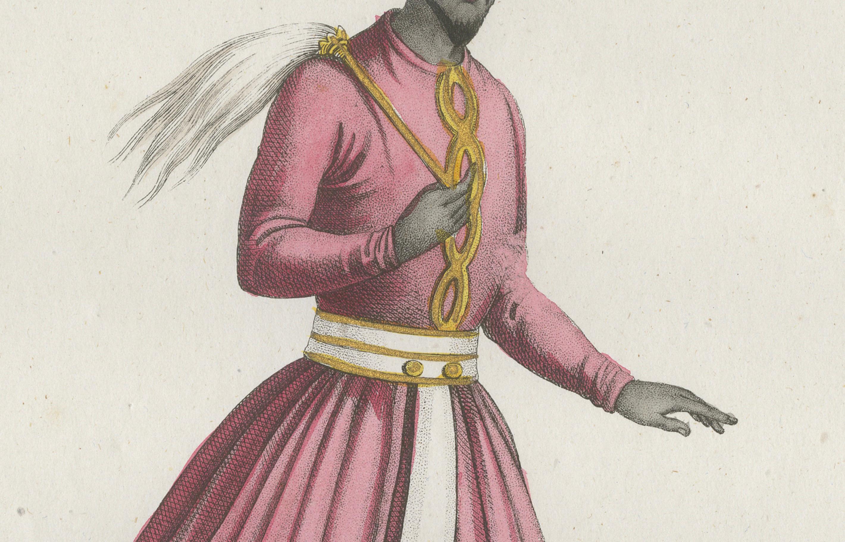 Bräutigam Kostüm Druck - Antike handkolorierte Lithographie, 1854 (Französisch) im Angebot