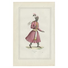 Bräutigam Kostüm Druck - Antike handkolorierte Lithographie, 1854