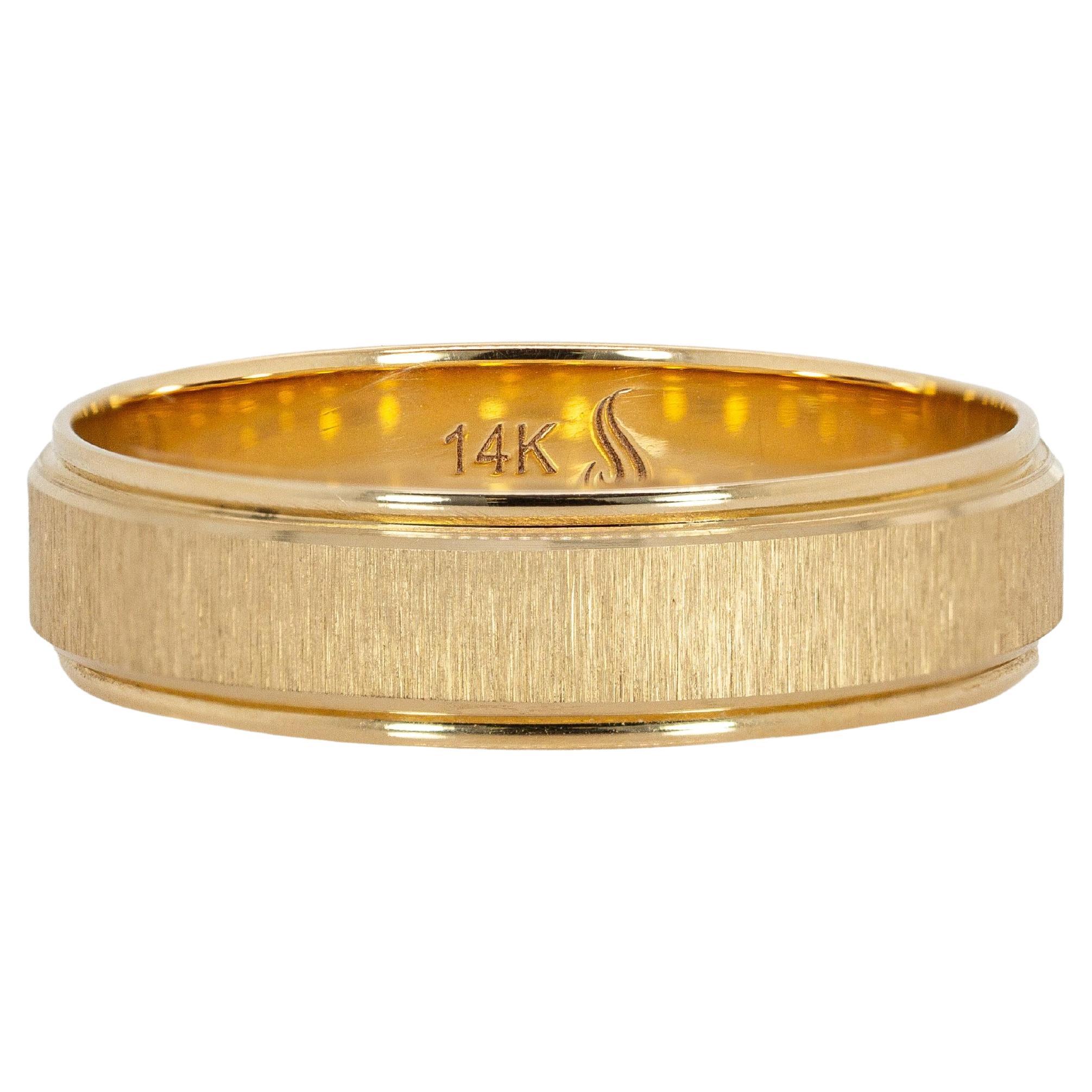 Alianza de boda para hombre Groove de 6 mm: Oro amarillo macizo de 14k