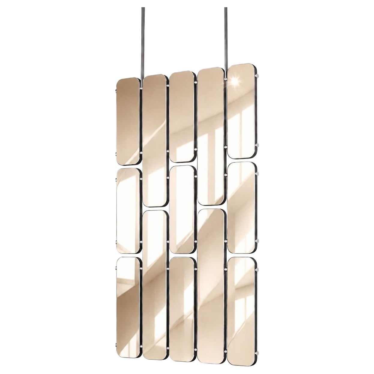 Specchio da parete modulare "Groove Bronze Median" di GTG Design Couture in vendita