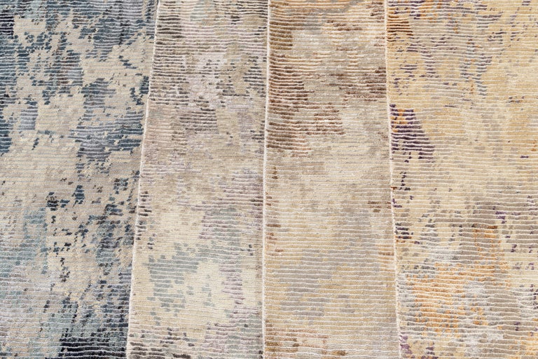 Groove Contemporary Loop and Cut Custom Wool and Silk Rug For Sale at ...