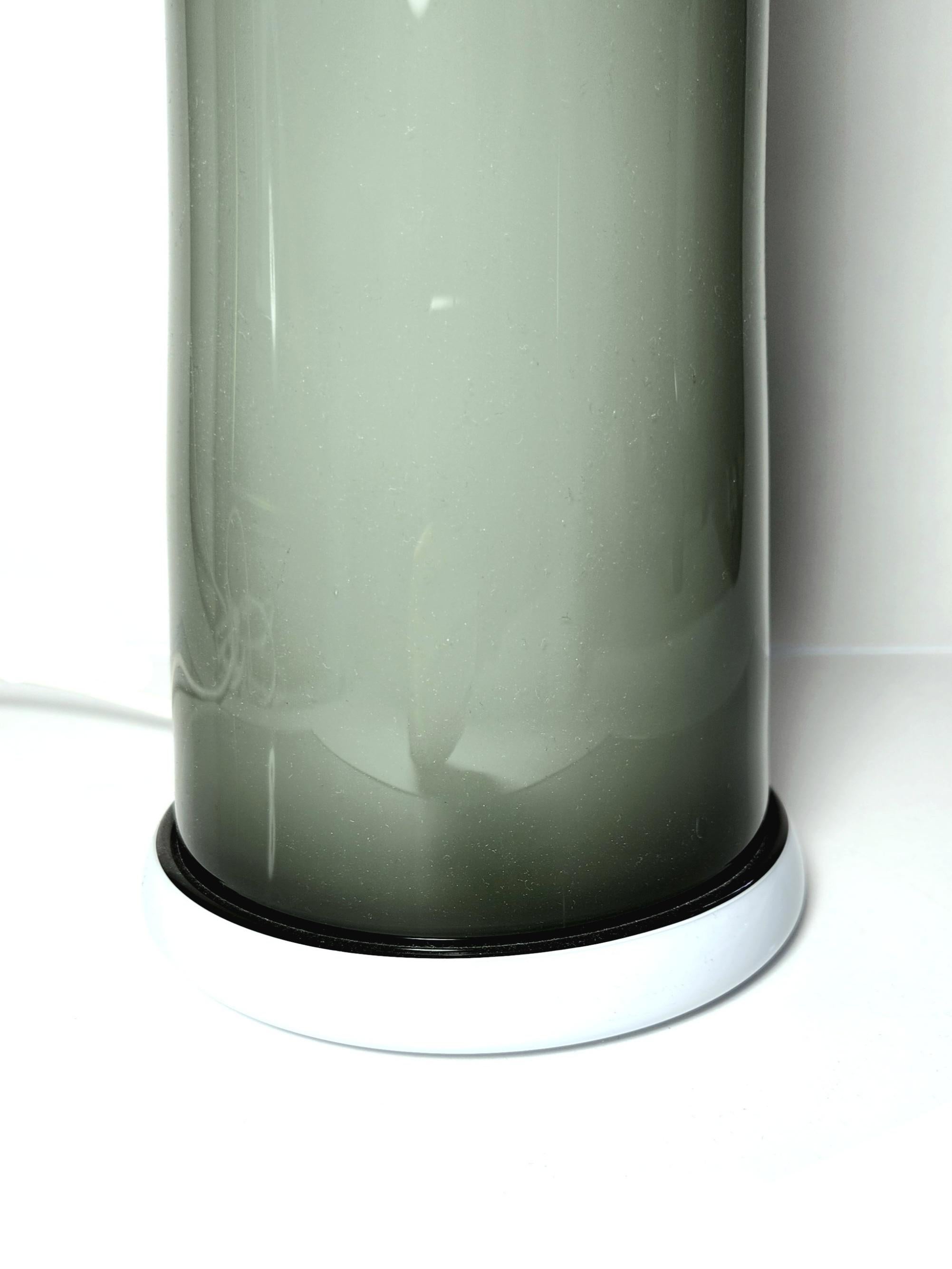 Modern Groove Series Futura Table Lamp in Grey, Contemporary Blown Glass Lighting For Sale