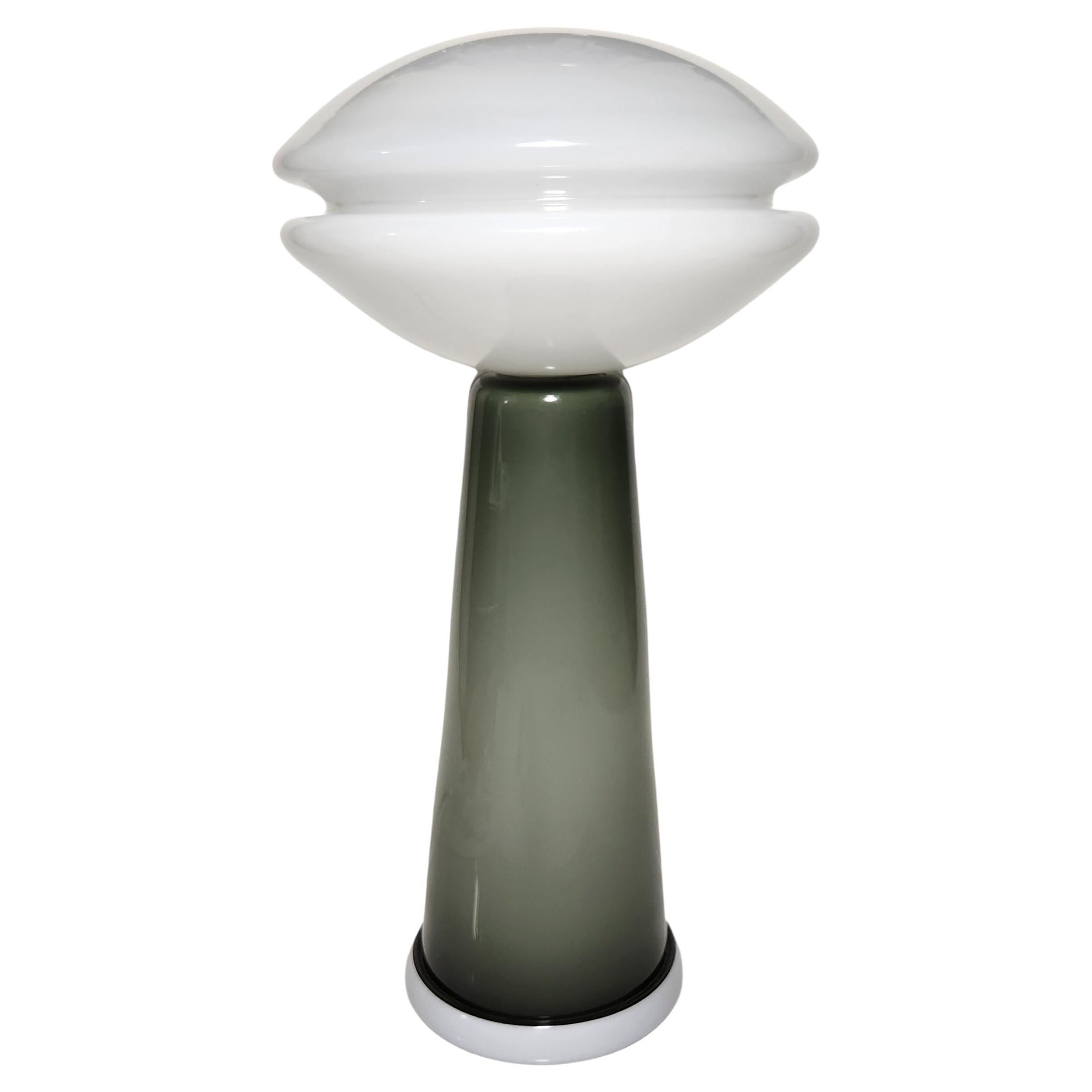 Groove Series Futura Table Lamp in Grey, Contemporary Blown Glass Lighting For Sale