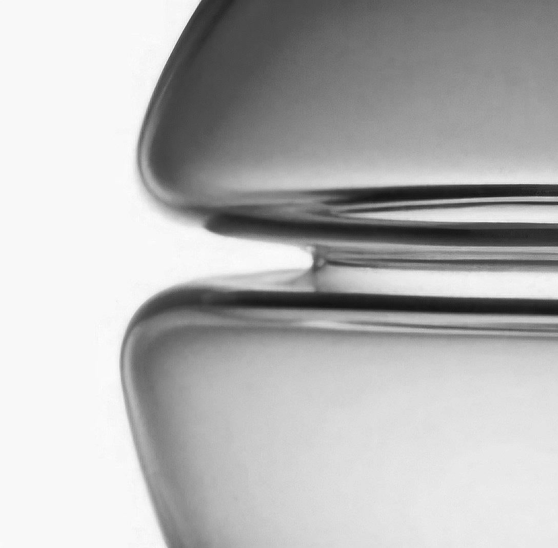 Modern Groove Series Orb Tilt Pendant in Grey, Contemporary Handmade Glass Lighting For Sale