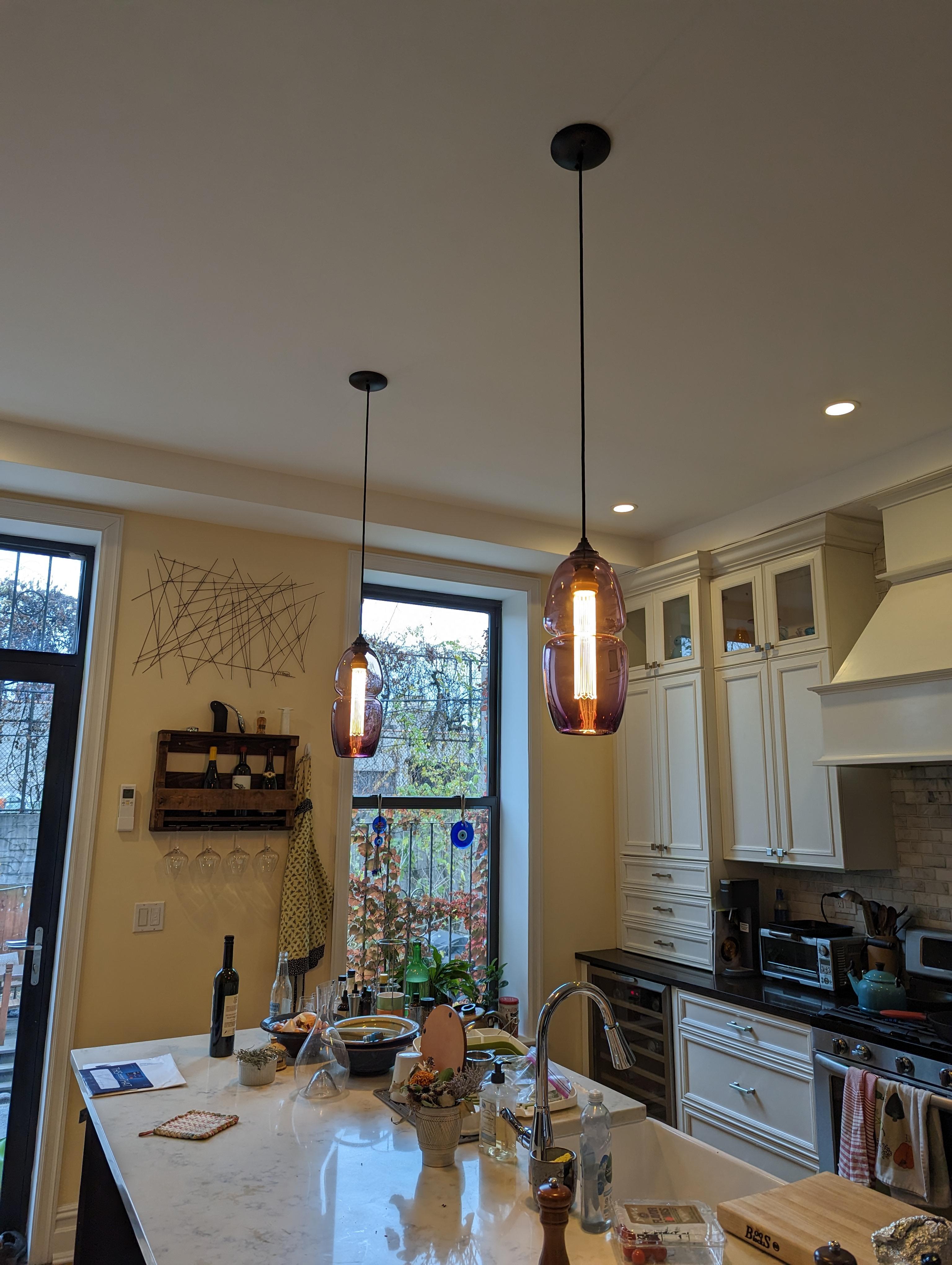 Blown Glass Groove Series Pod Pendant, Contemporary Handmade Glass Lighting For Sale