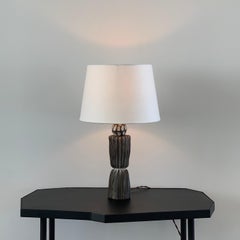 Grooved 'Sillons' Pottery Lamp with Parchment Shade by Design Frères