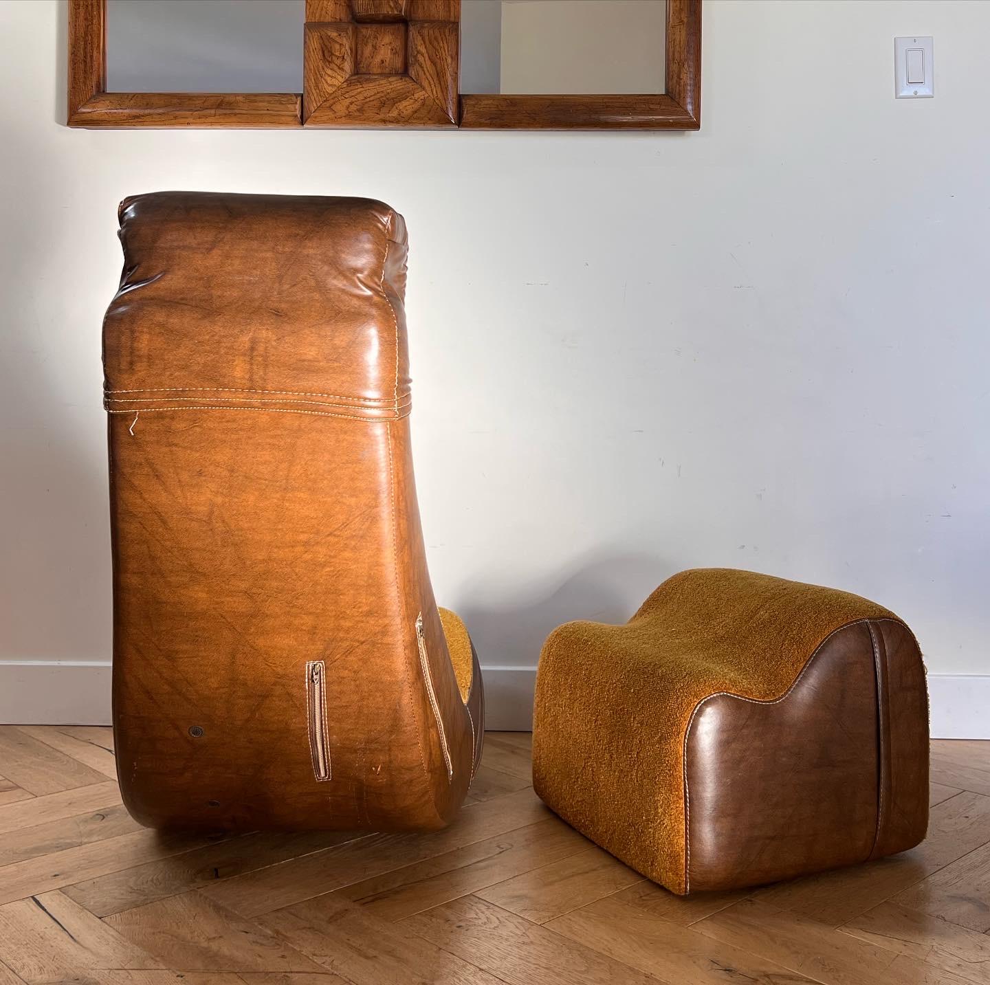 Mid-Century Modern Groovy Bionic Vibrating Chair with Ottoman, 1970s