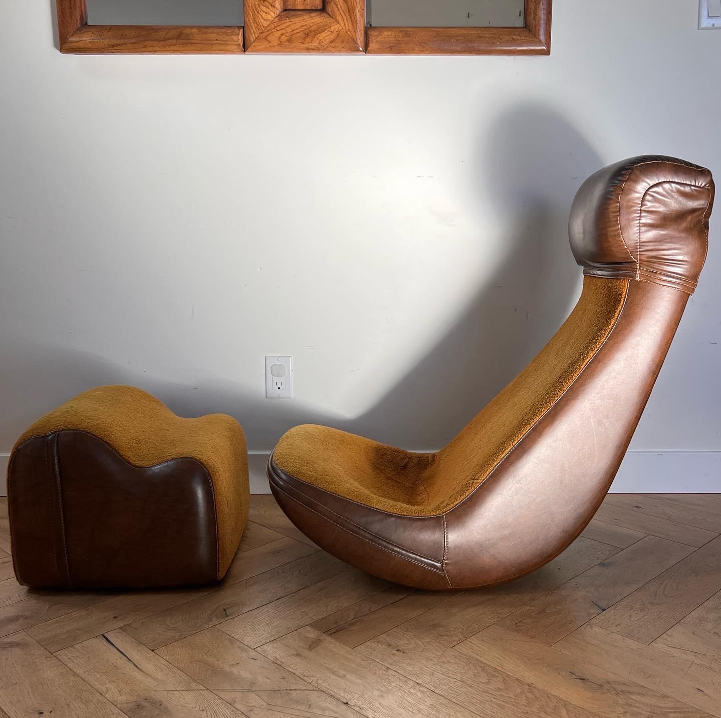 Unknown Groovy Bionic Vibrating Chair with Ottoman, 1970s