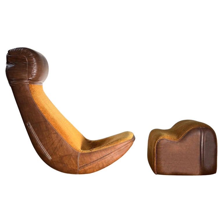 Groovy Bionic Vibrating Chair with Ottoman, 1970s For Sale at 1stDibs