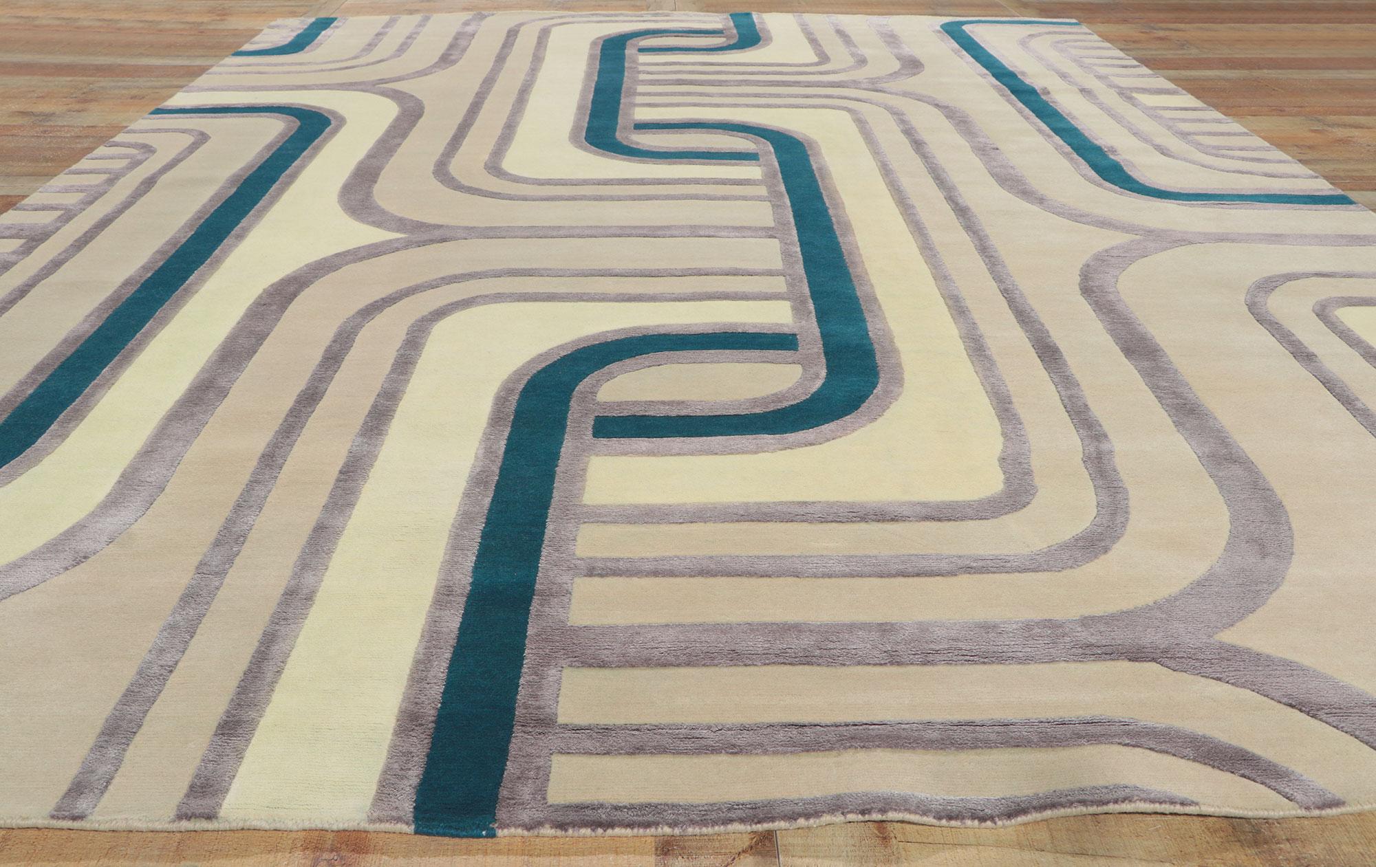 New Contemporary Retro Art Deco High-Low Carpet mit Modern Style im Angebot 1
