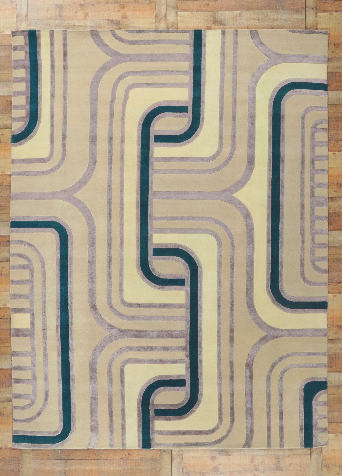 Groovy Glamour New Retro Modern High-Low Rug In New Condition For Sale In Dallas, TX