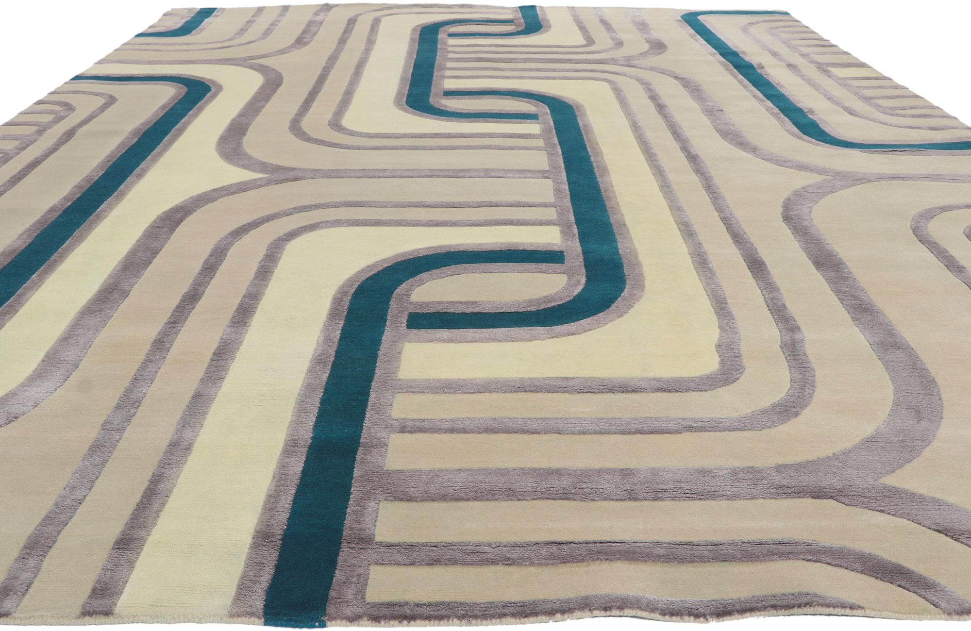 Contemporary Groovy Glamour New Retro Modern High-Low Rug For Sale
