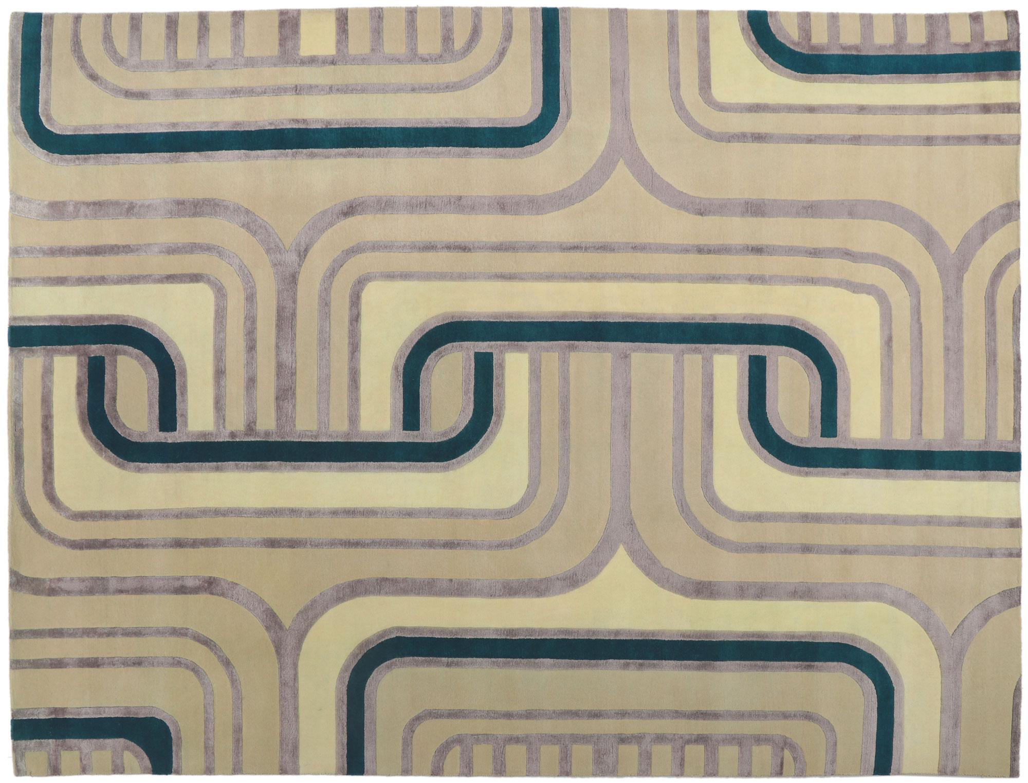 New Contemporary Retro Art Deco High-Low Carpet mit Modern Style im Angebot 2