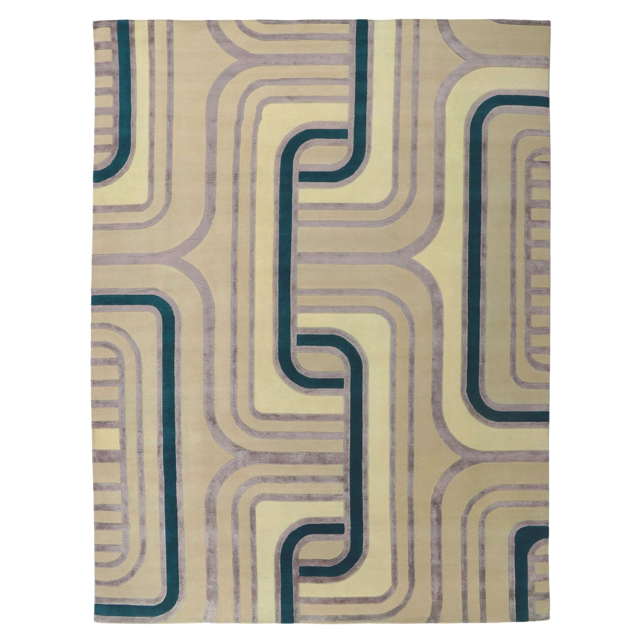 Groovy Glamour New Retro Modern High-Low Rug For Sale