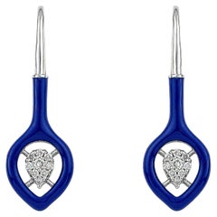 Boucles d'oreilles Groovy en or avec diamants et émail bleu