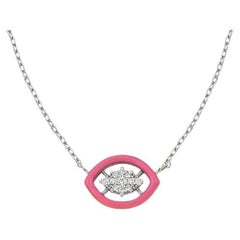 Groovy Gold Necklace with Diamonds and Pink Enamel