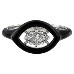 Groovy Gold Ring with Diamonds and Black Enamel