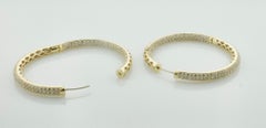 Groovy Large Hoop Pave' Diamond Earrings in 18k Yellow Gold