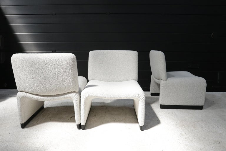 Late 20th Century Groovy Lounge Chairs Boucle Off-White 1980's For Sale