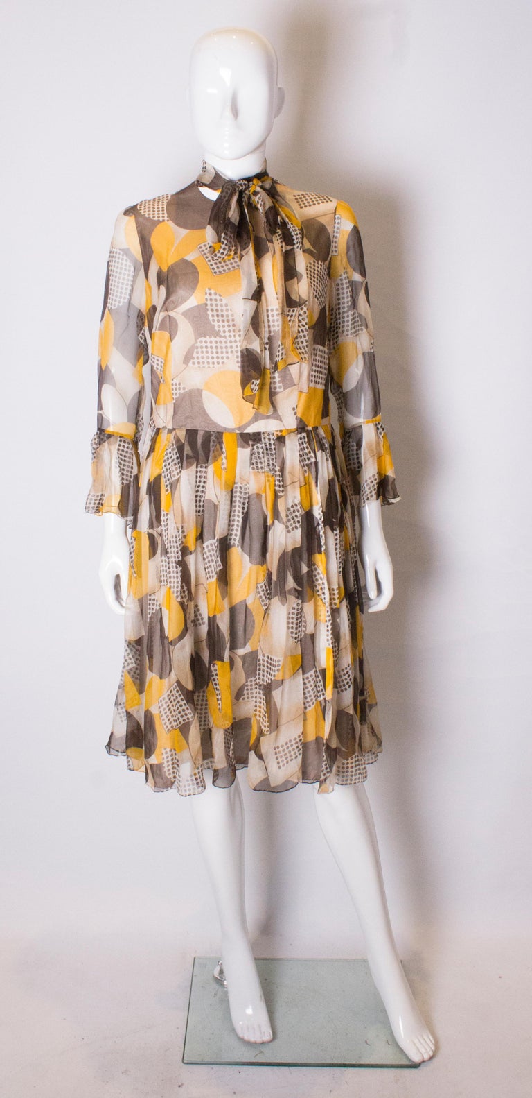 Groovy Vintage Silk Chiffon Cocktail Dress For Sale at 1stDibs