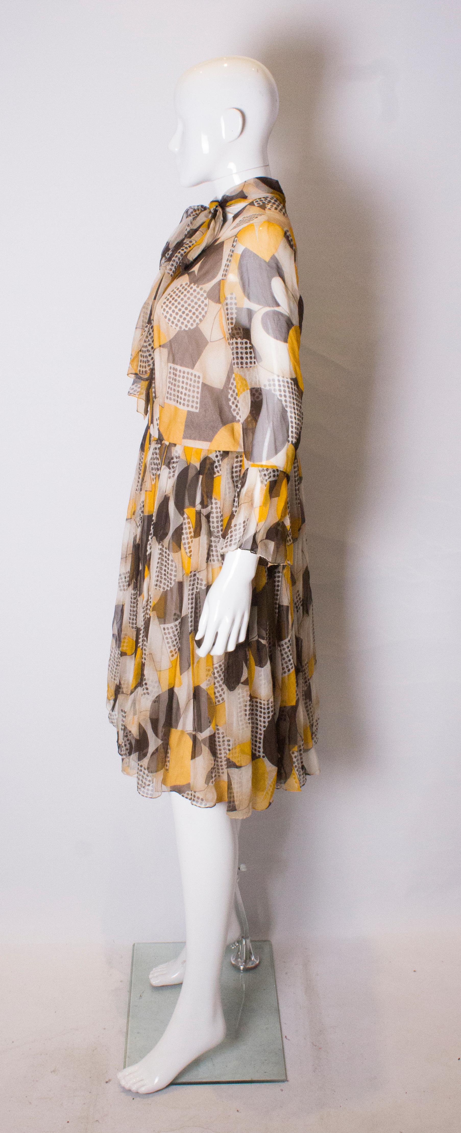 Groovy Vintage Silk Chiffon Cocktail Dress In Good Condition For Sale In London, GB