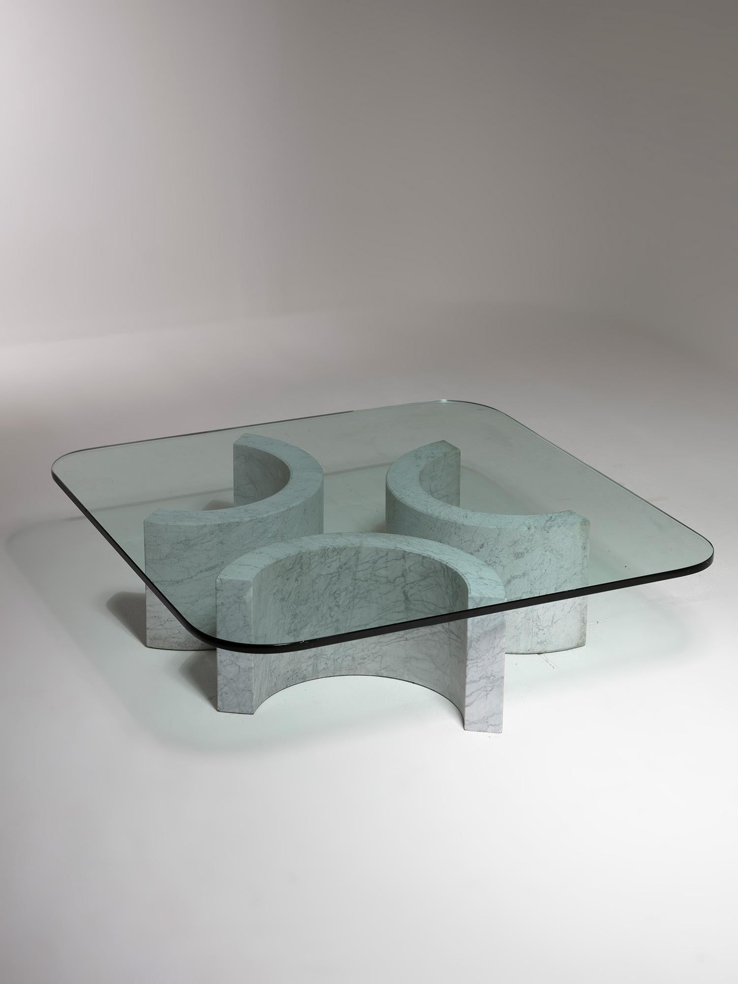 Niedriger Tisch „Groppo“ aus Marmor und Glas von Raffaello Repossi für Up&Up, Italien, 1970er Jahre 3