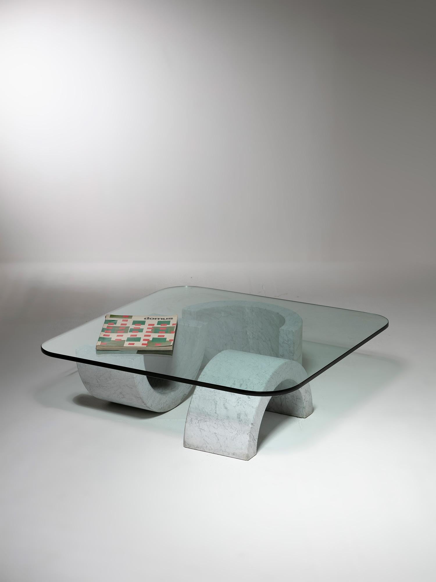 Niedriger Tisch „Groppo“ aus Marmor und Glas von Raffaello Repossi für Up&Up, Italien, 1970er Jahre im Angebot 4