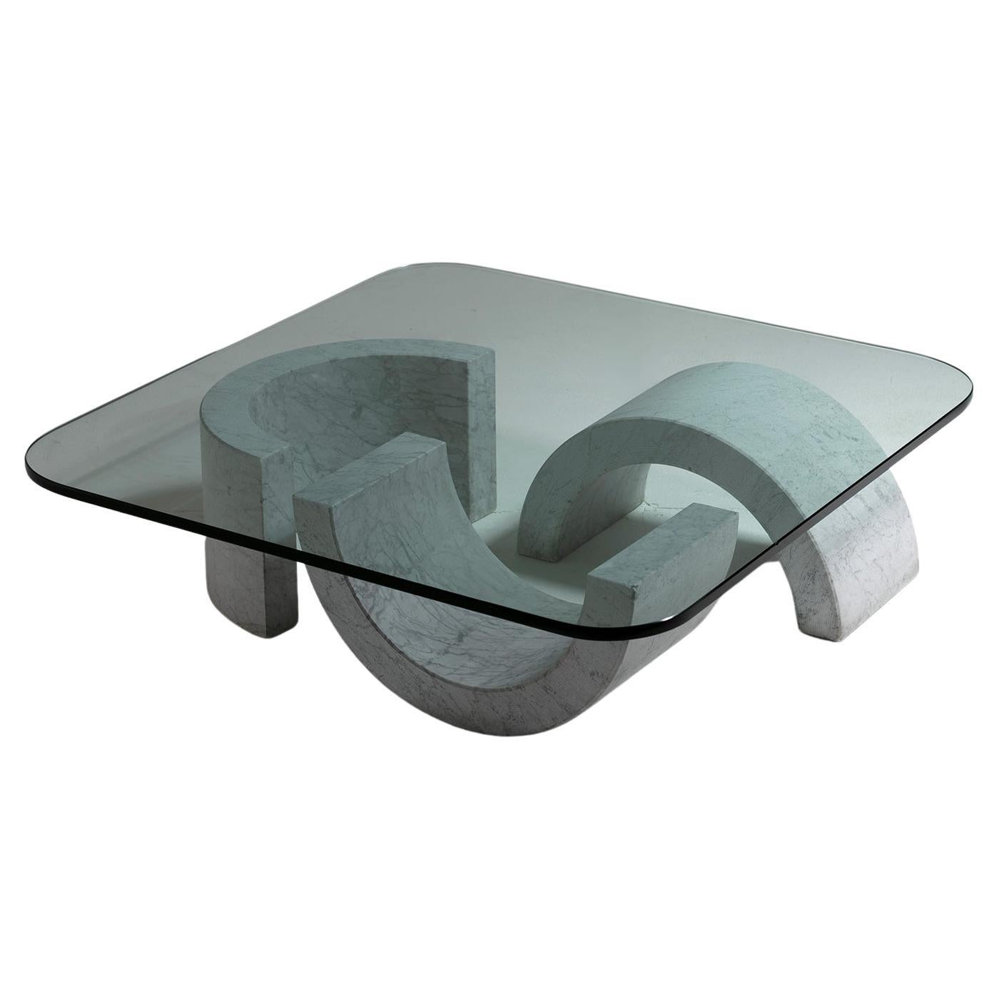 "Groppo" Marble and Glass Low Table by Raffaello Repossi for Up&Up, Italy, 1970s