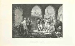 Bonaparte in Jaffa - Etching by Gros Pina - 1837