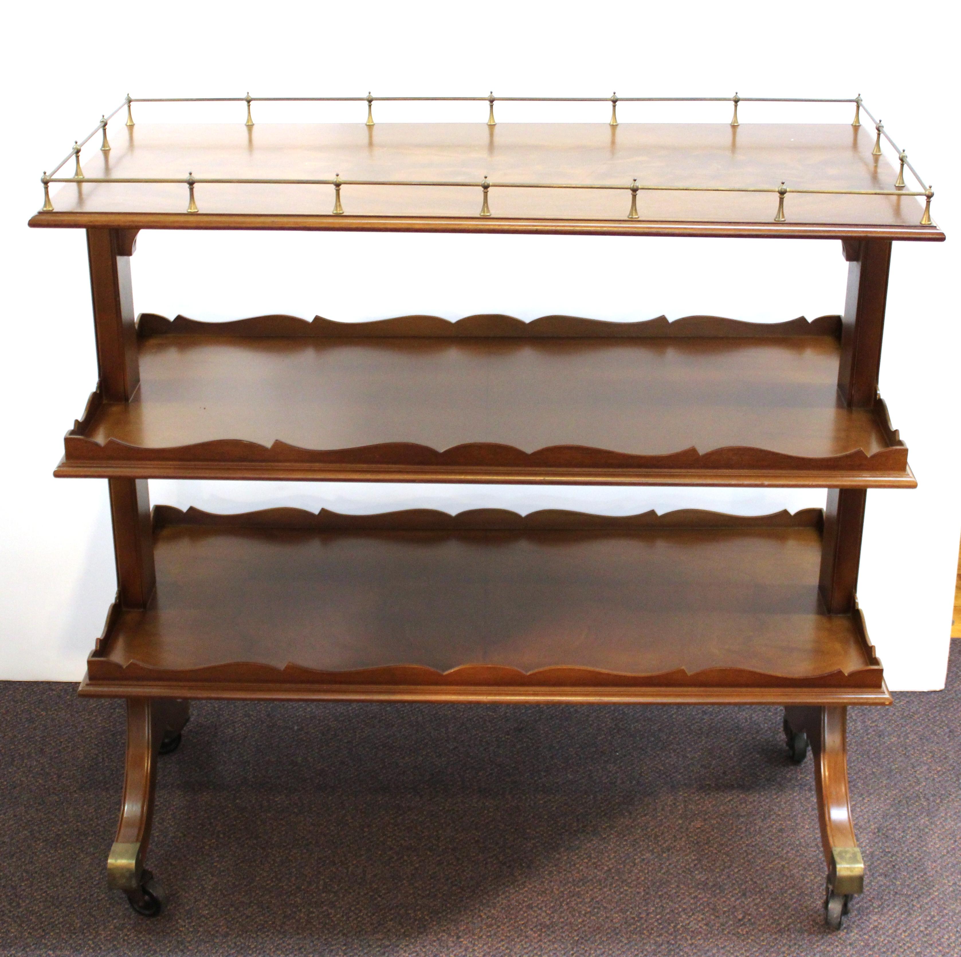 Grosfeld House American Art Deco Mahogany Bar Cart with Three Tiers In Excellent Condition In New York, NY