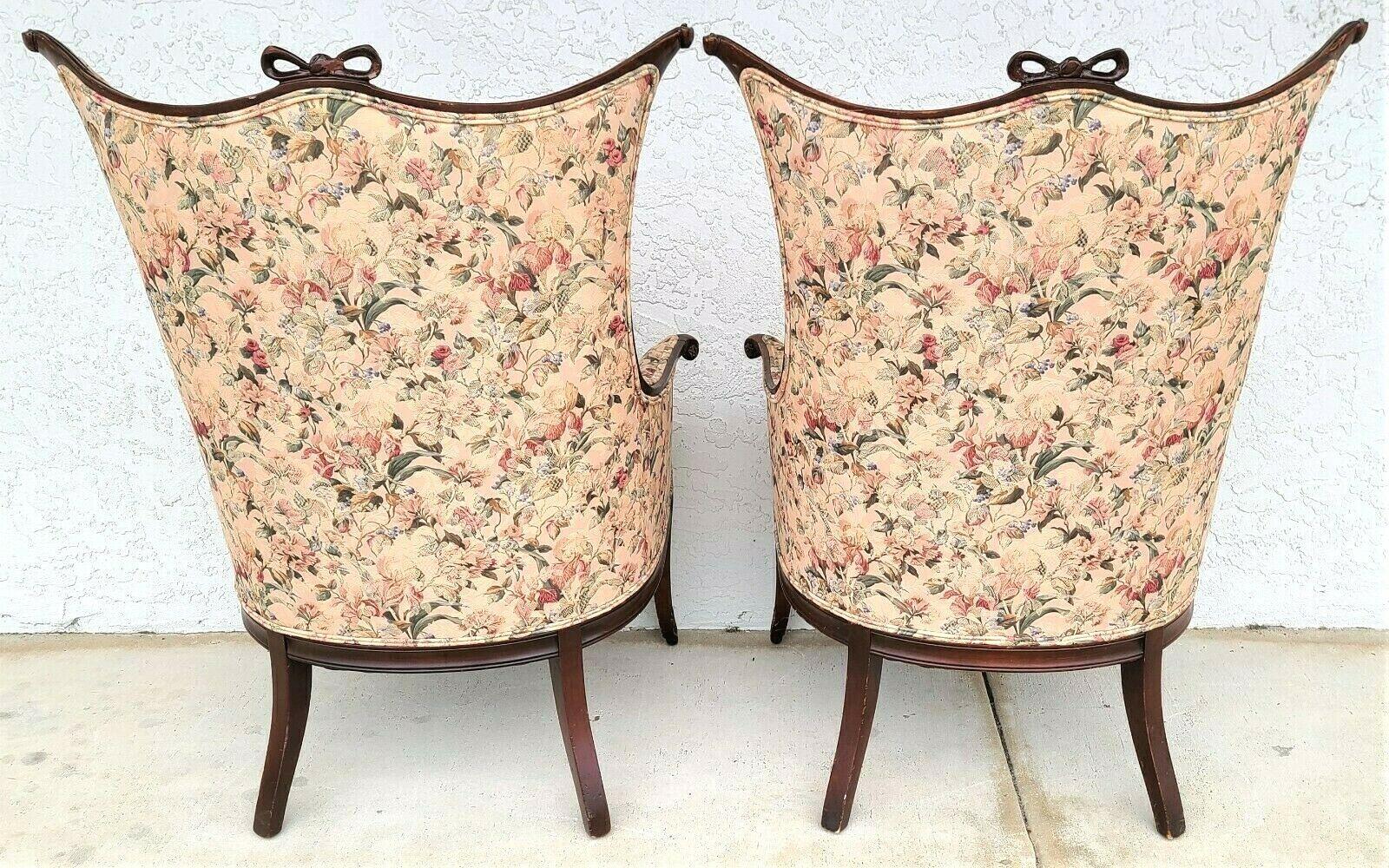 20th Century Grosfeld House Armchairs Carved Ribbons & Bows, Set of 2