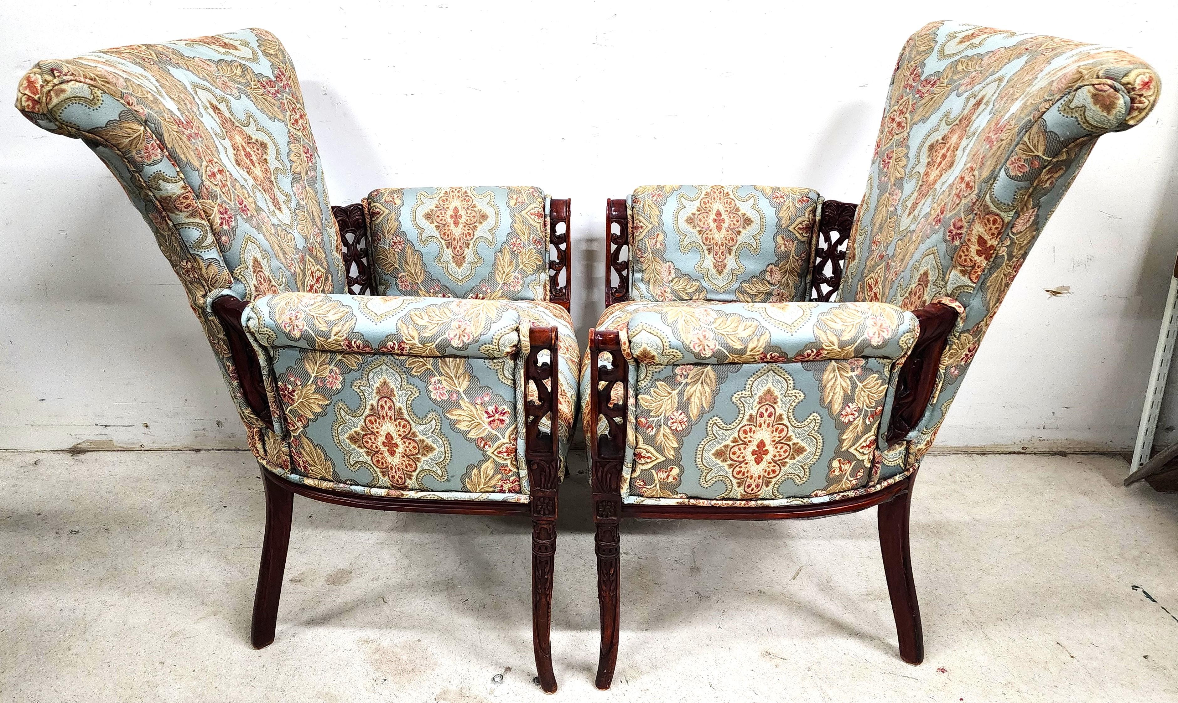 20th Century GROSFELD HOUSE Armchairs Carved Rosewood For Sale