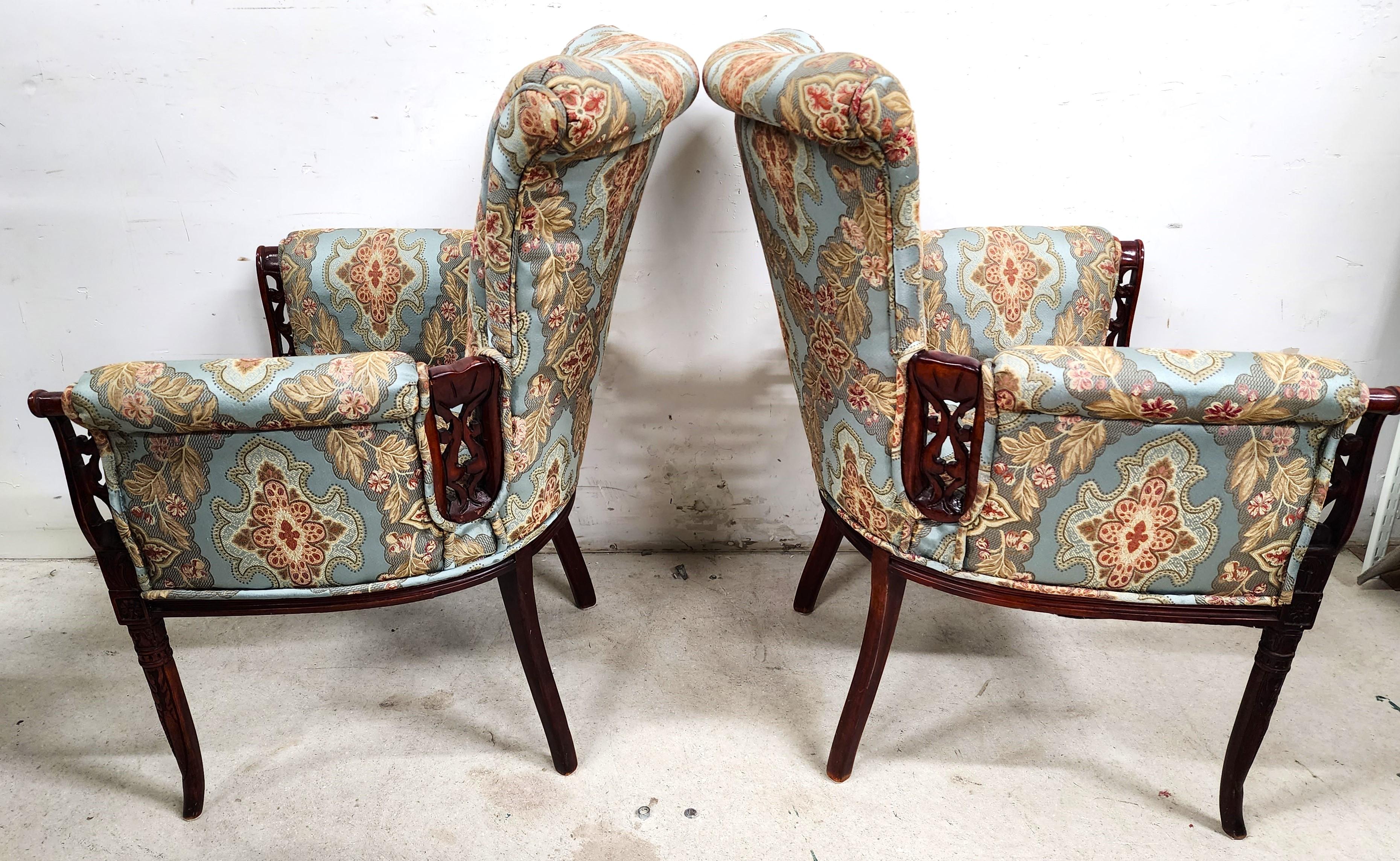 GROSFELD HOUSE Armchairs Carved Rosewood For Sale 3