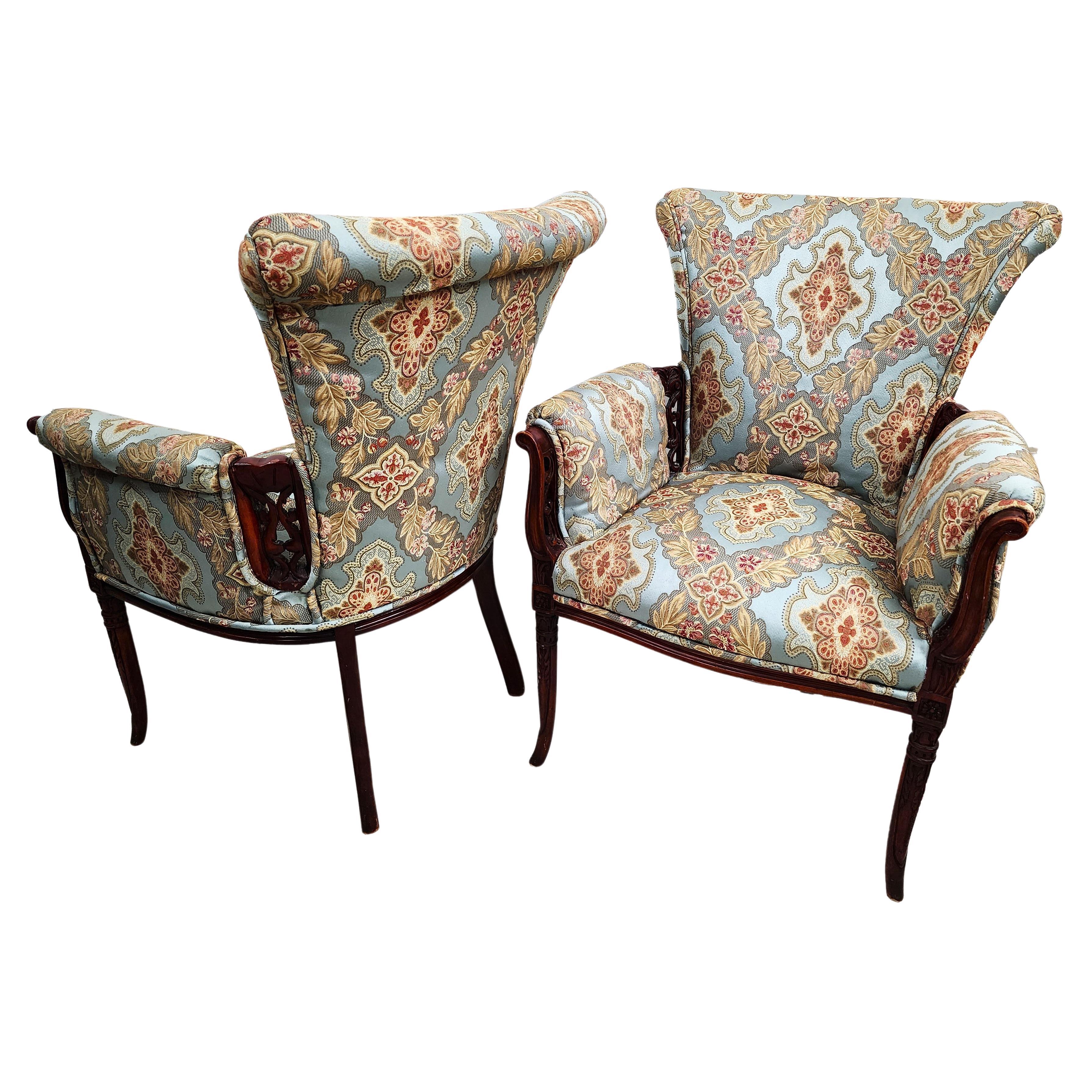 GROSFELD HOUSE Armchairs Carved Rosewood For Sale