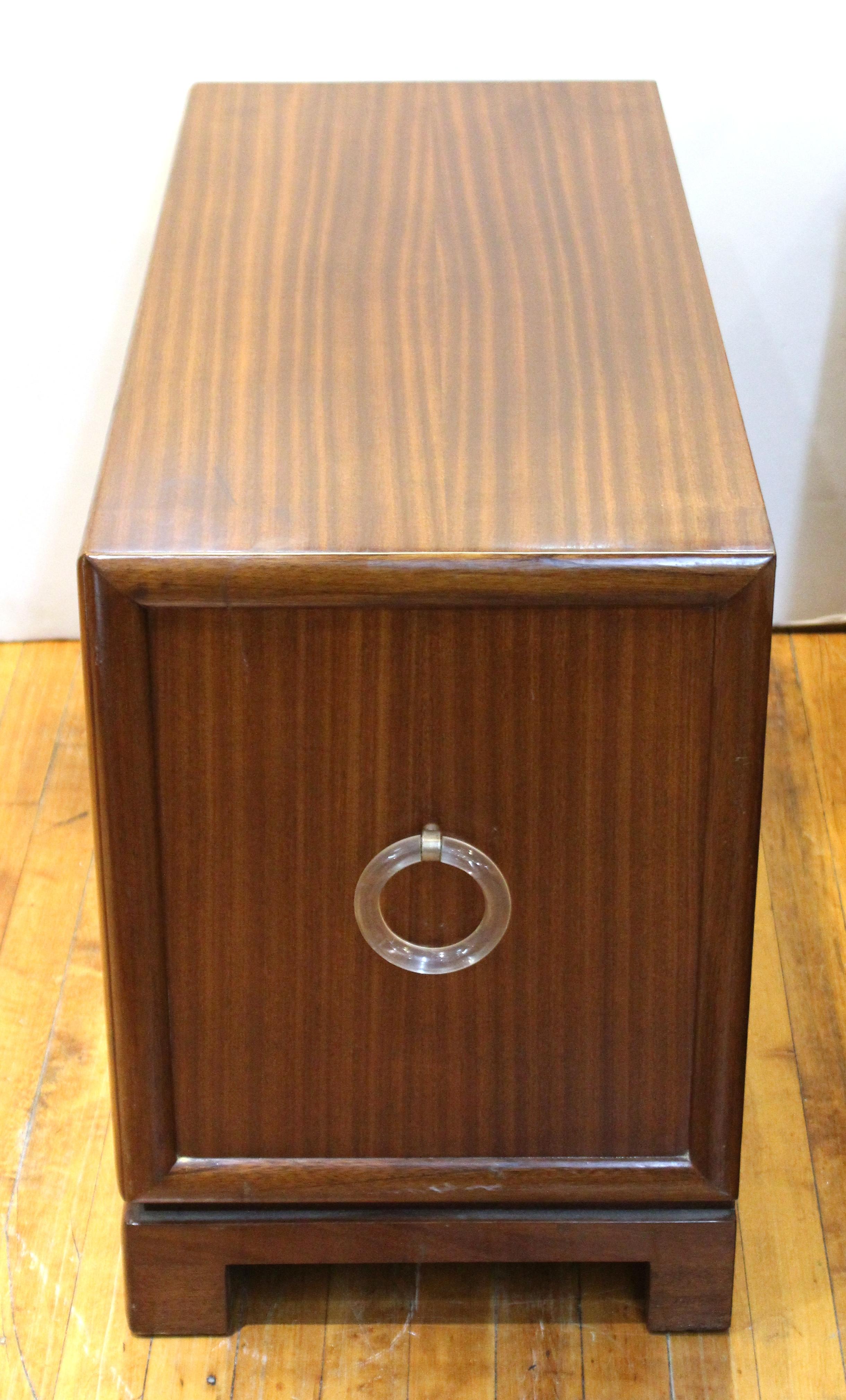 Leather Grosfeld House Art Deco Mahogany Low Cabinets or Nightstands