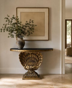 Grosfeld House attr., Hollywood Regency, Shell Console, Silver Leaf, USA, 1970s