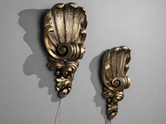 Grosfeld House attr., Large Shell Wall Sconces, Silver Leaf, USA, 1970s