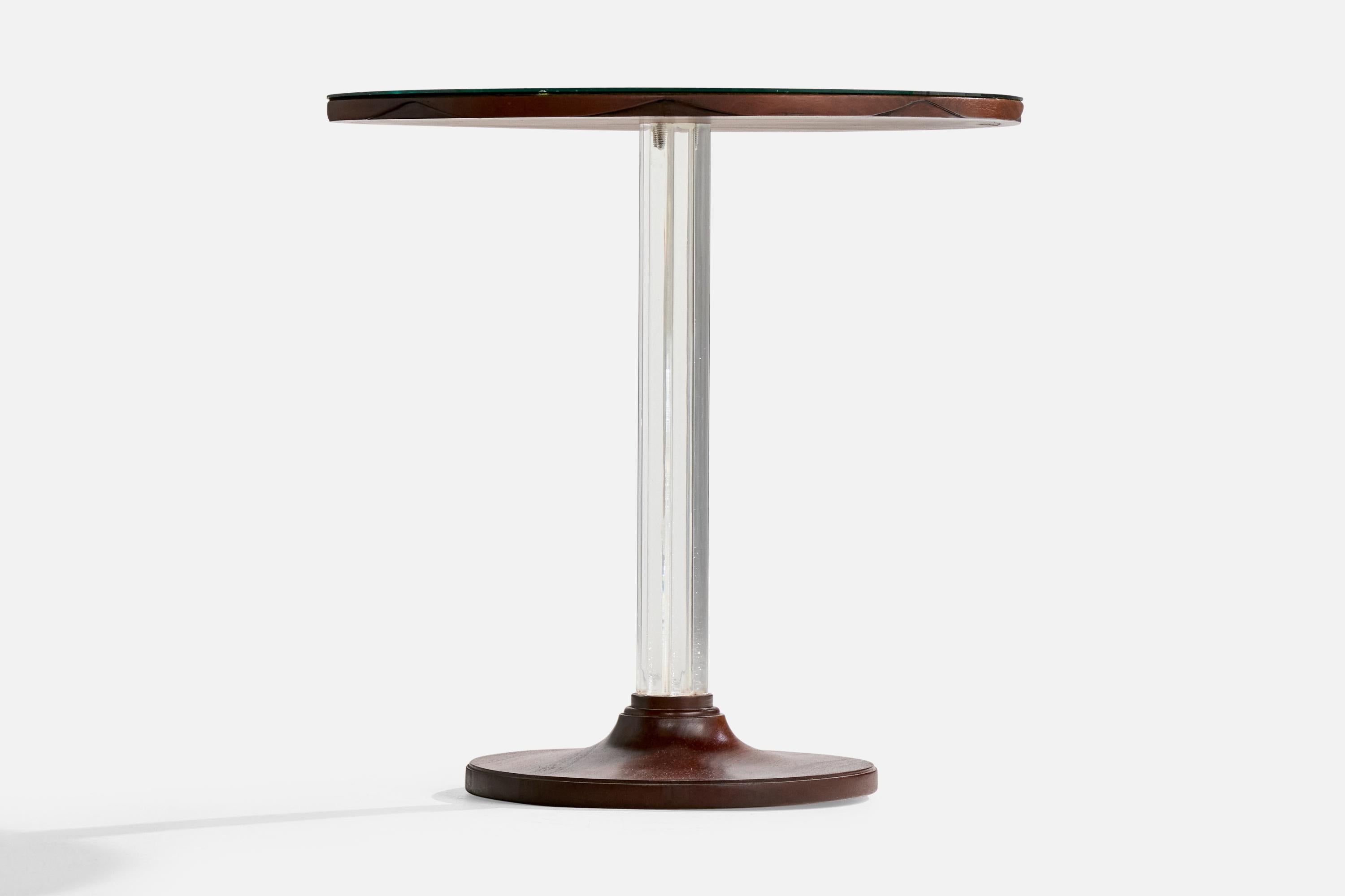 Americano Attribuzione Grosfeld House, Tavolino, Wood, Lucite, Specchio, USA, anni '40 in vendita
