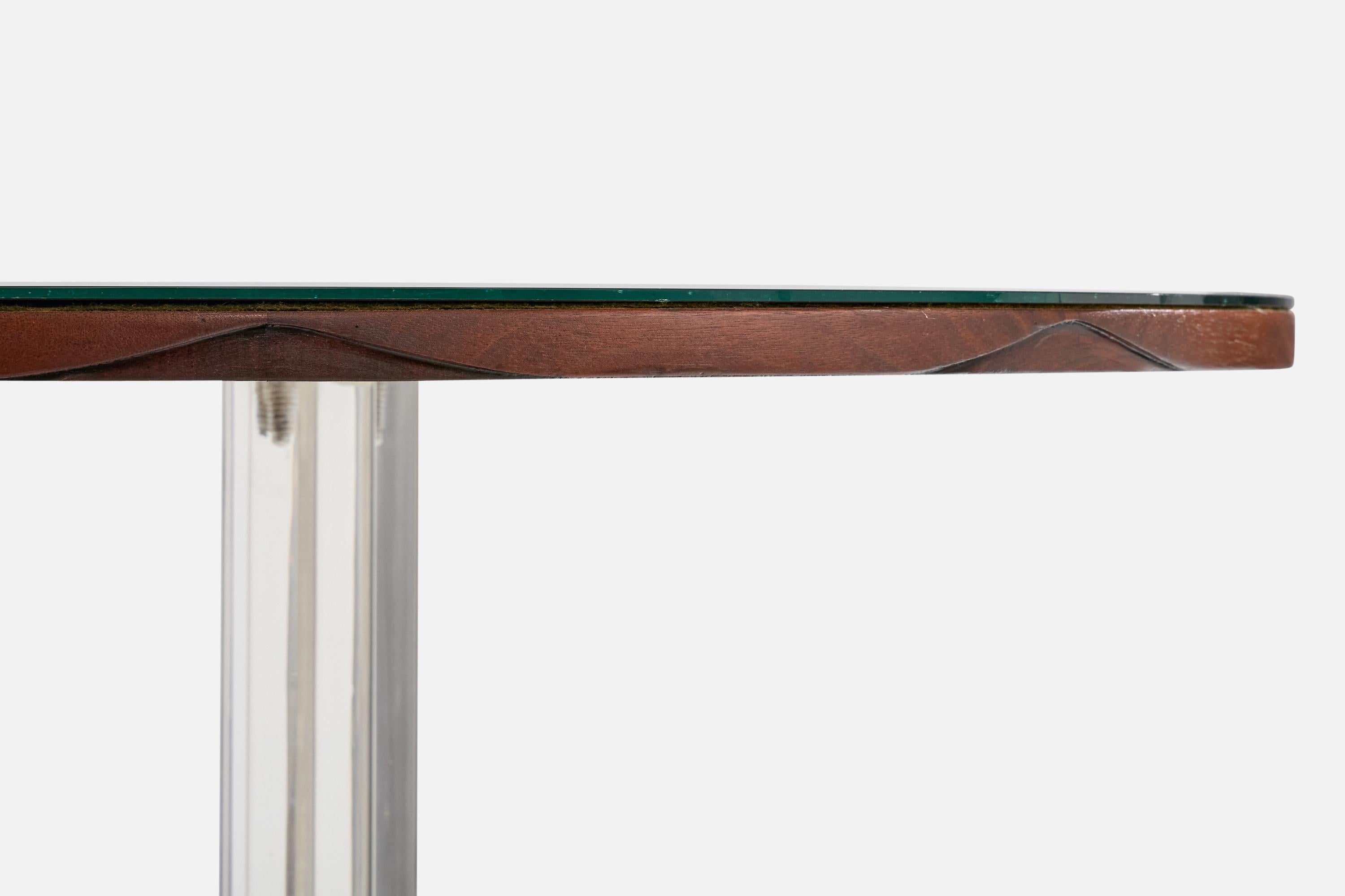 Attribuzione Grosfeld House, Tavolino, Wood, Lucite, Specchio, USA, anni '40 In condizioni buone in vendita a High Point, NC