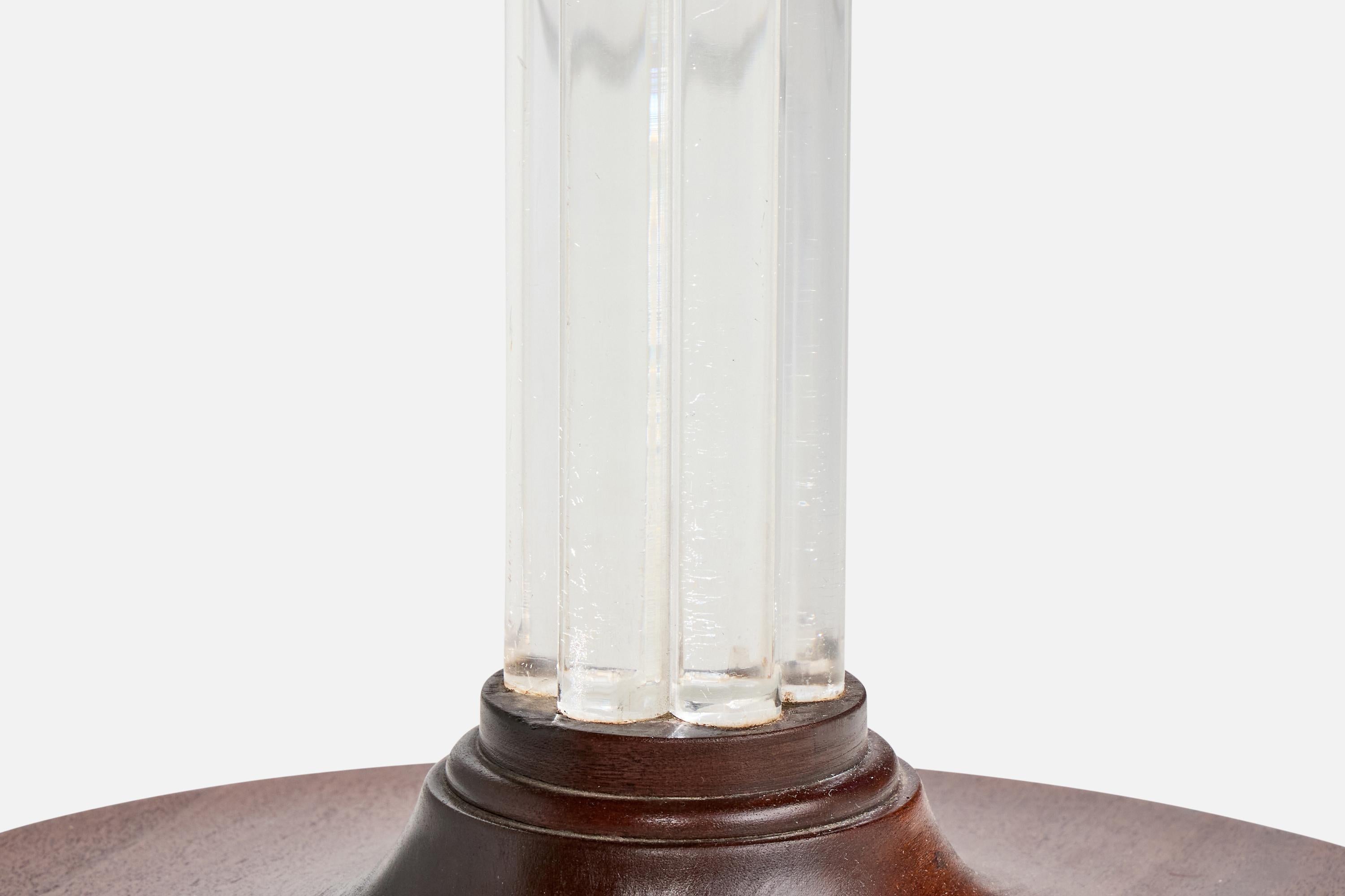 Metà XX secolo Attribuzione Grosfeld House, Tavolino, Wood, Lucite, Specchio, USA, anni '40 in vendita