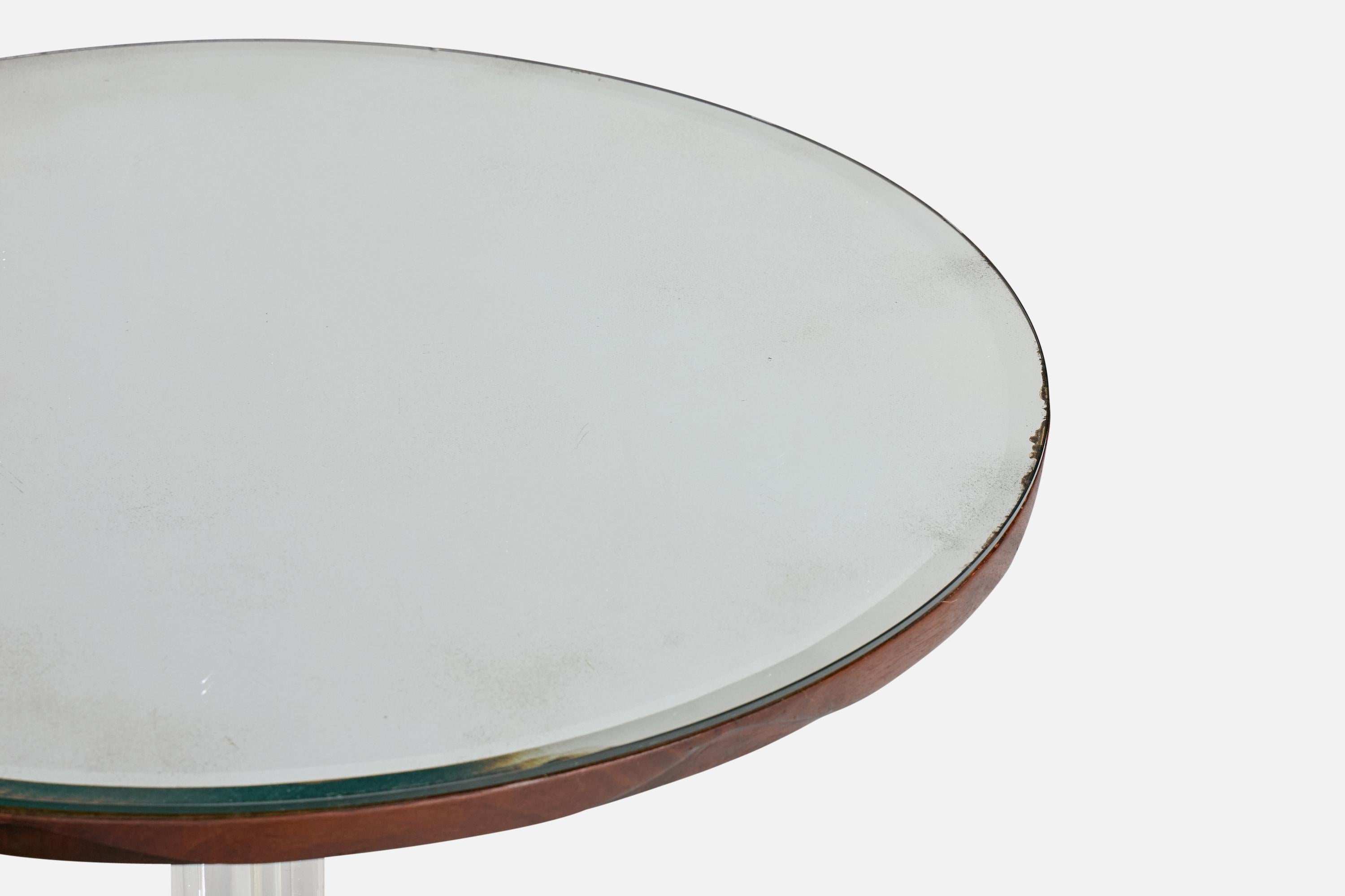 Attribuzione Grosfeld House, Tavolino, Wood, Lucite, Specchio, USA, anni '40 in vendita 1