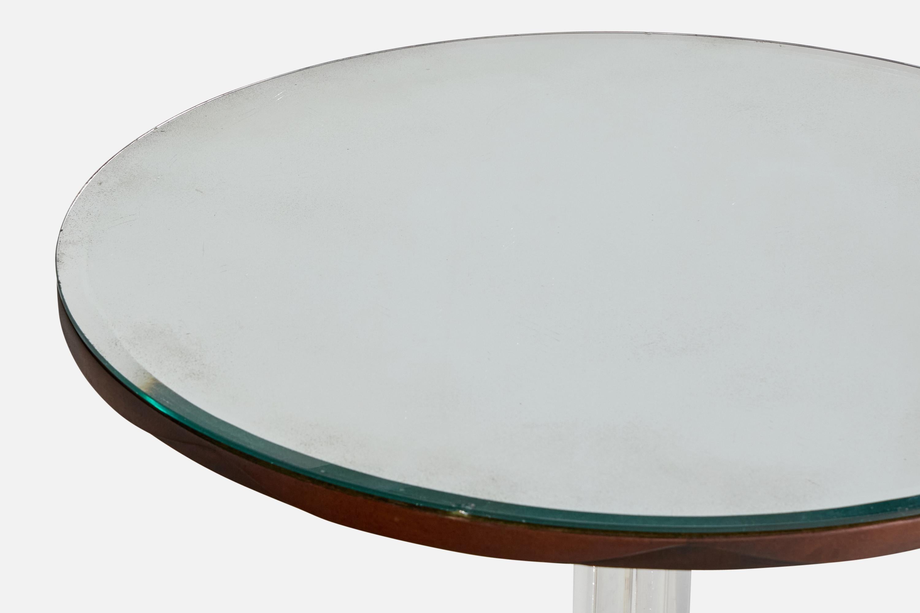 Attribuzione Grosfeld House, Tavolino, Wood, Lucite, Specchio, USA, anni '40 in vendita 2