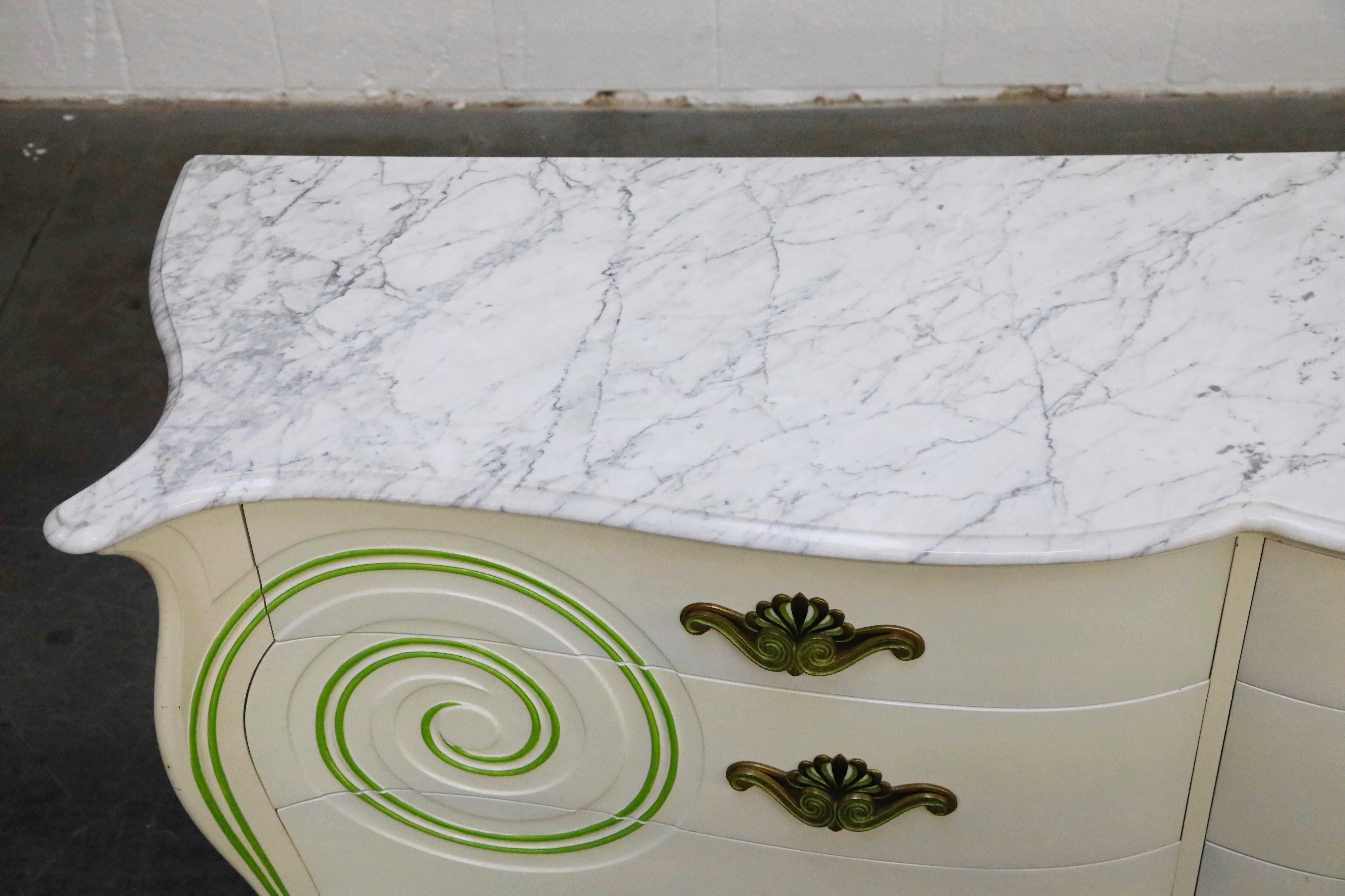 Grosfeld House Carrara Marble Complete Bedroom Set, circa 1940s, Signed In Good Condition In Los Angeles, CA