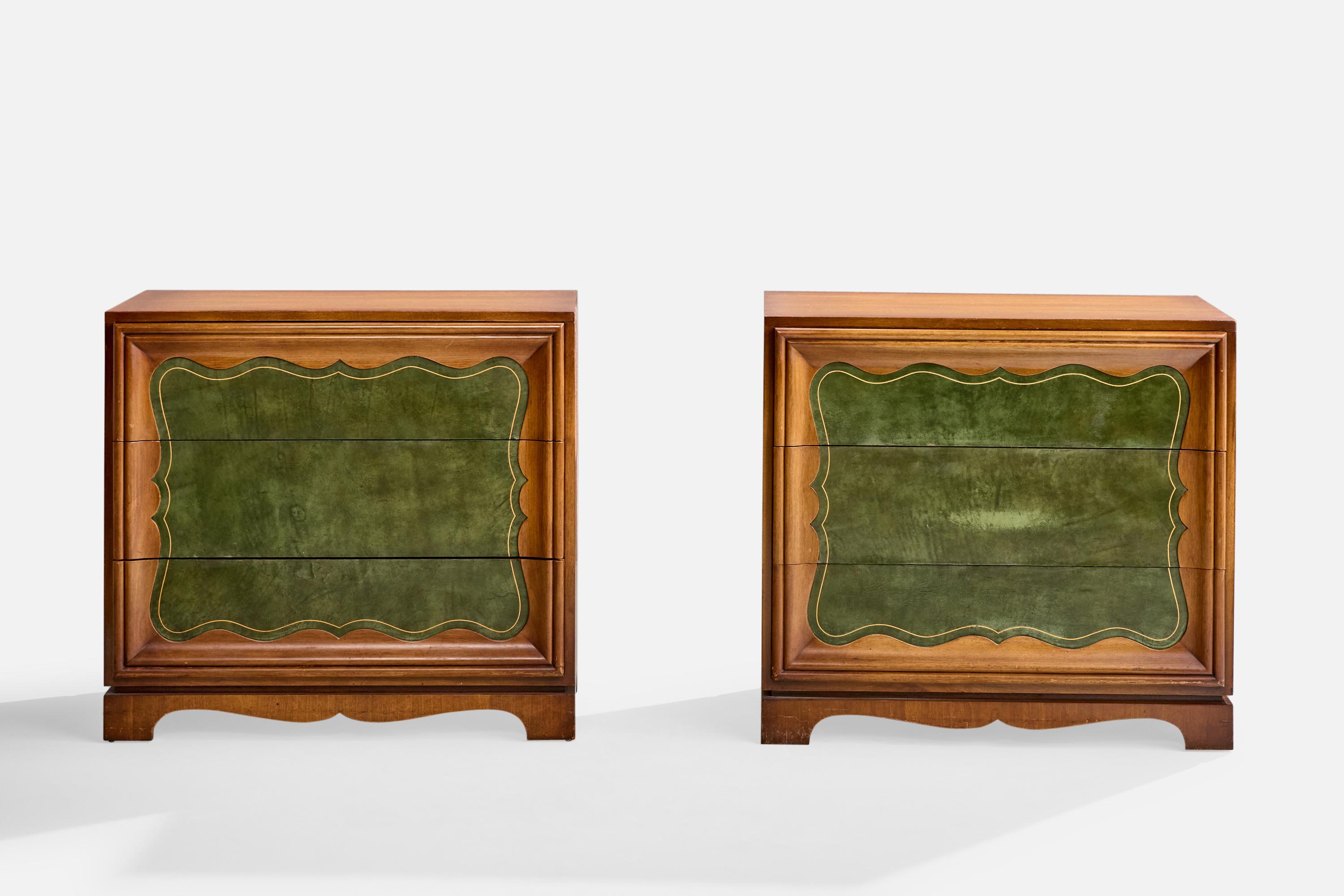 Grosfeld House, Chests of Drawers, Walnut, Leather, USA, 1940s In Good Condition For Sale In High Point, NC