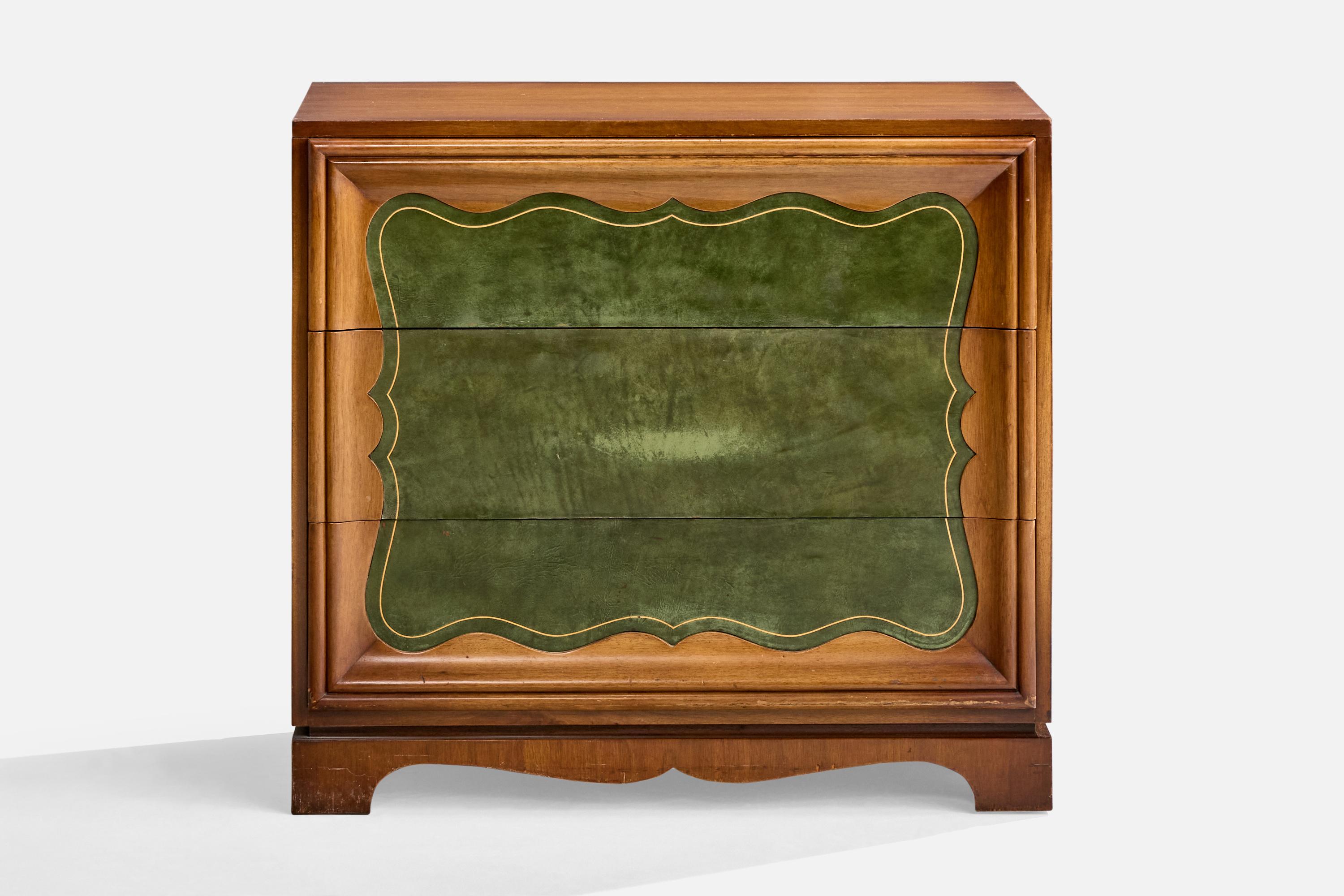 Grosfeld House, Chests of Drawers, Walnut, Leather, USA, 1940s For Sale 1