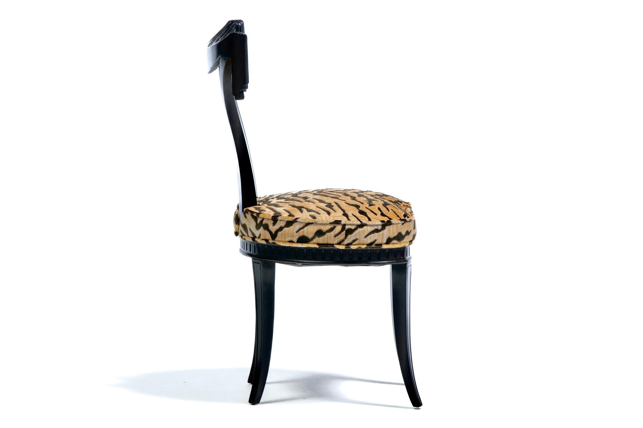 Grosfeld House Drapery Swag Back Side Chairs with Tiger Velvet Seats c. 1970s 6