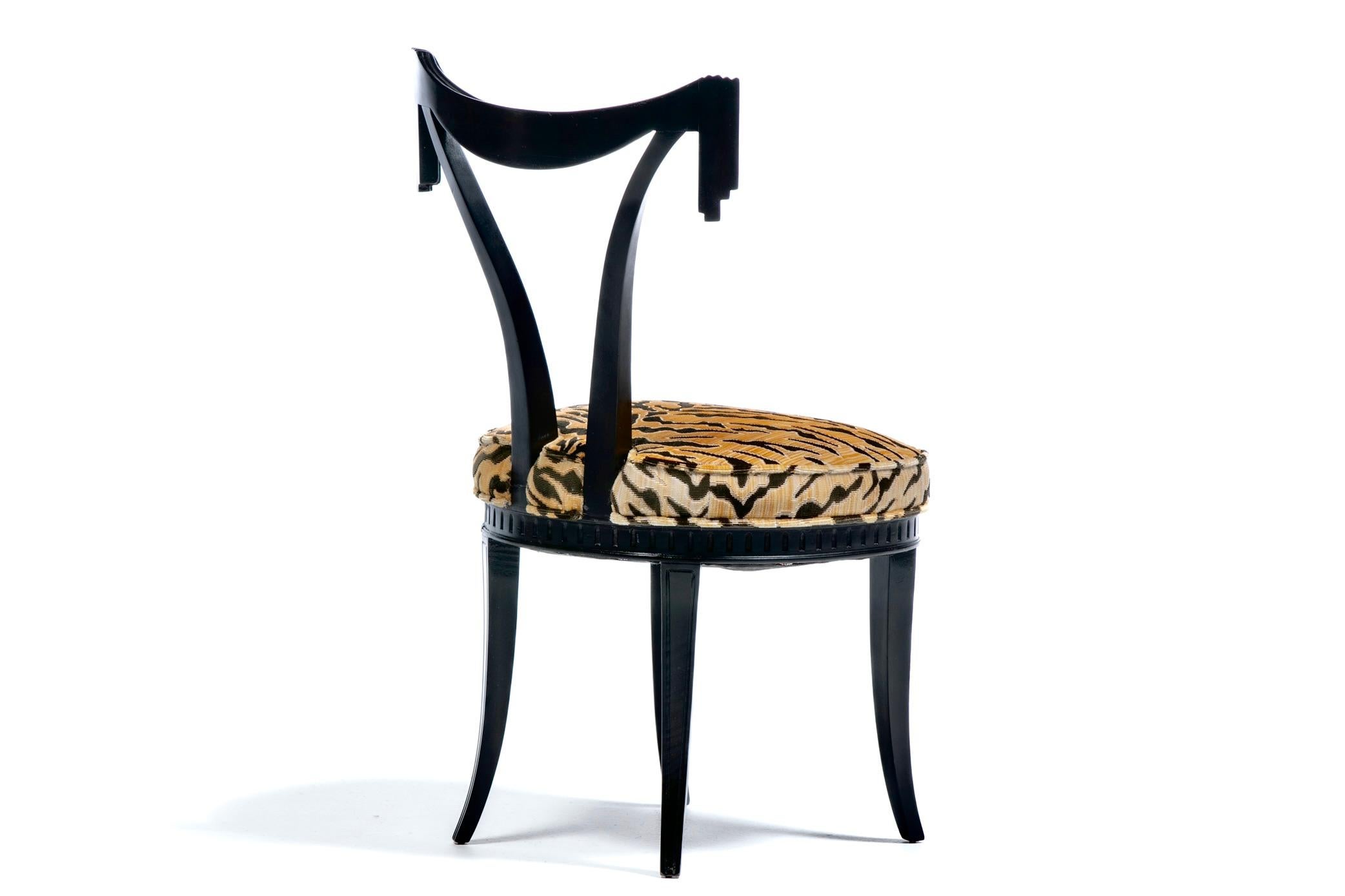 Grosfeld House Drapery Swag Back Side Chairs with Tiger Velvet Seats c. 1970s 7