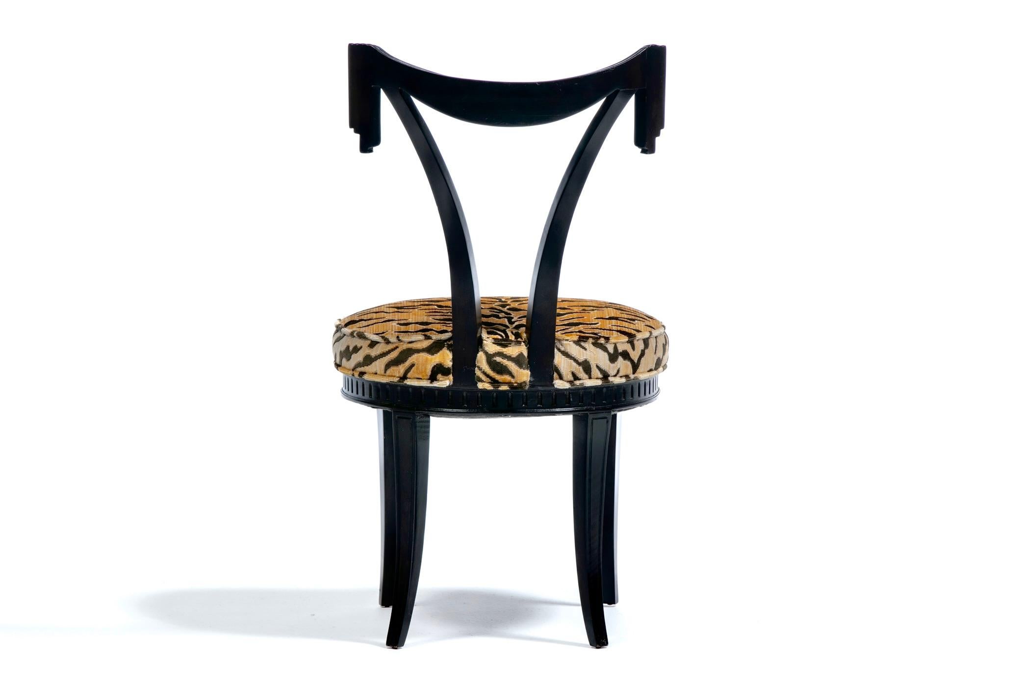 Grosfeld House Drapery Swag Back Side Chairs with Tiger Velvet Seats c. 1970s 8