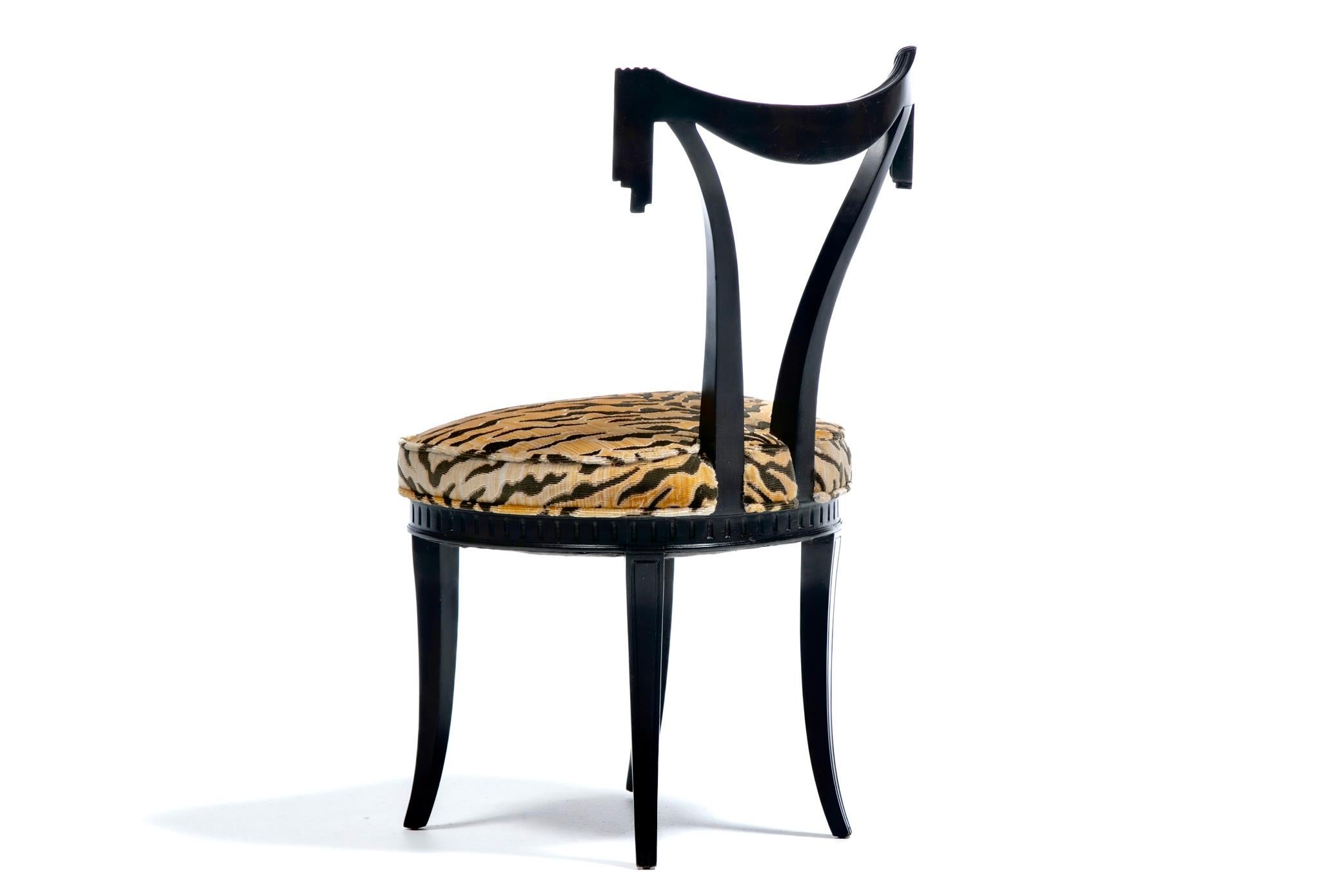 Grosfeld House Drapery Swag Back Side Chairs with Tiger Velvet Seats c. 1970s 9