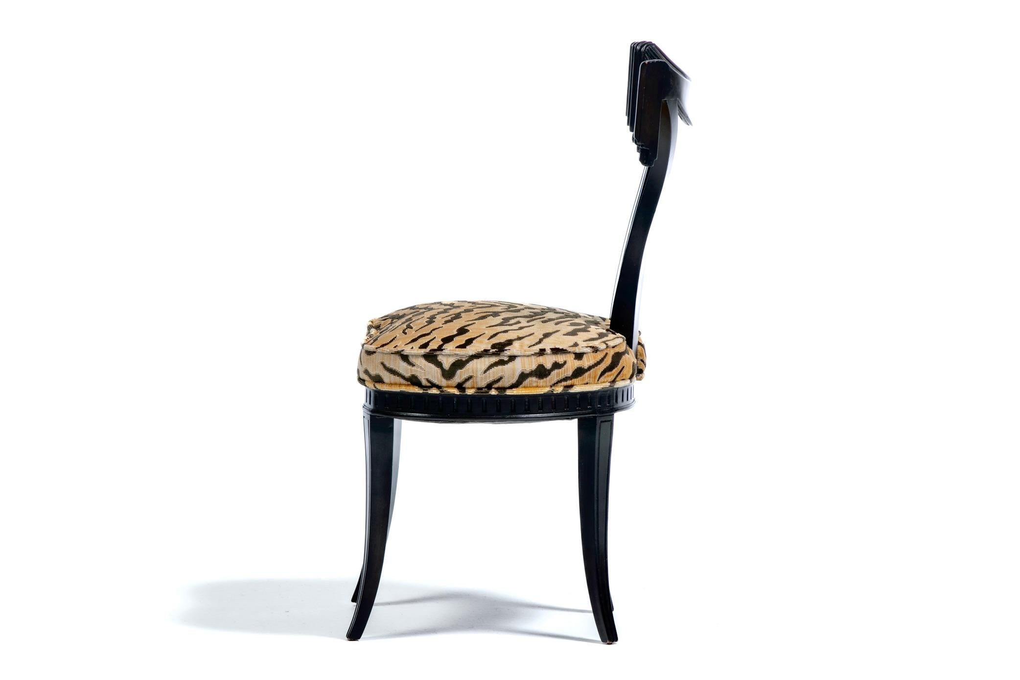 Grosfeld House Drapery Swag Back Side Chairs with Tiger Velvet Seats c. 1970s 10